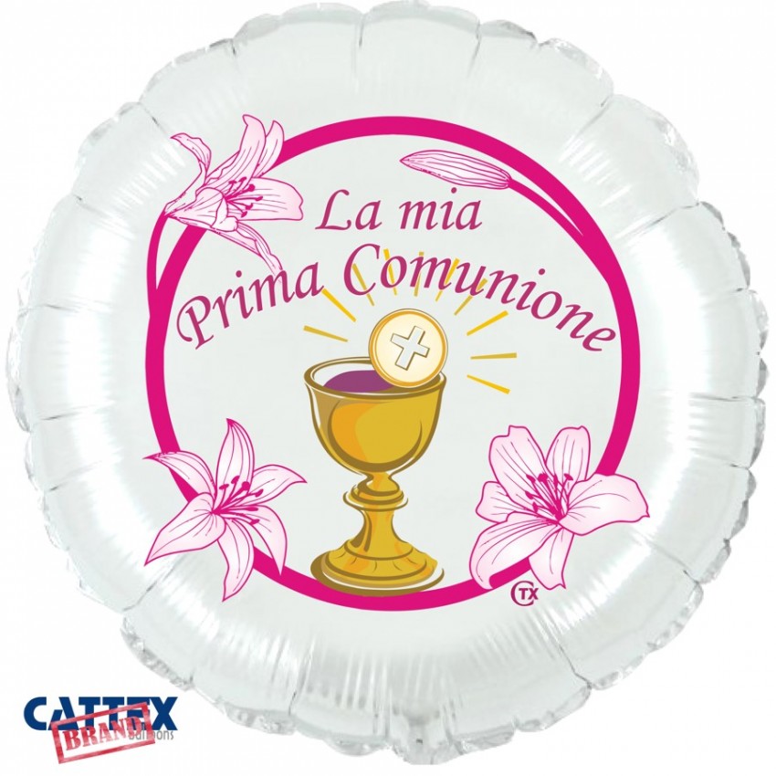 Palloncini Decorati CTX+ - Prima Comunione Rosa (18”)